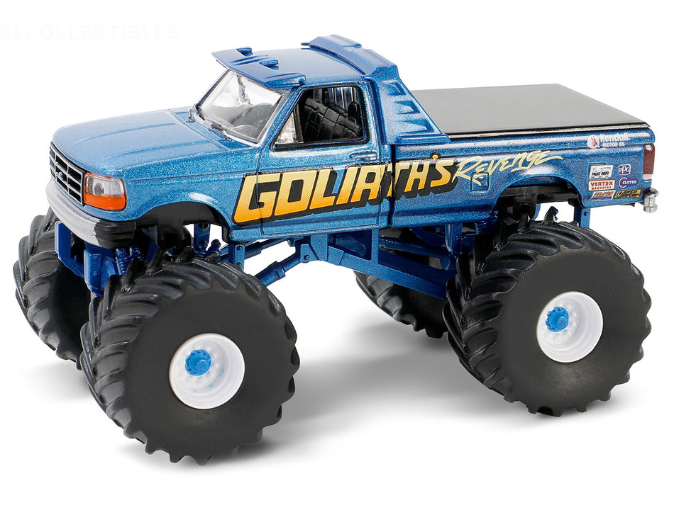 1992 Ford F-250 Monster Truck Blue Metallic "Goliath’s Revenge" "Kings of Crunch" Series 15 1/64 Diecast Model Car by Greenlight