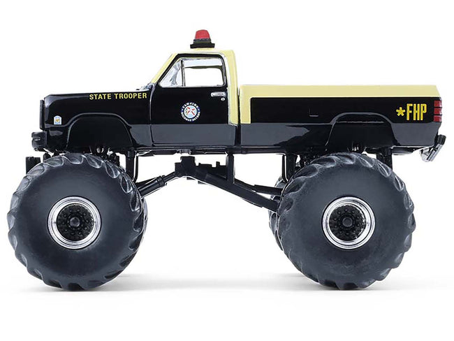 1983 Dodge Ram W350 Monster Truck "Florida Highway Patrol" Black with Cream Top and Stripes "Kings of Crunch - Hot Pursuit" Special Edition 1/64 Diecast Model Car by Greenlight