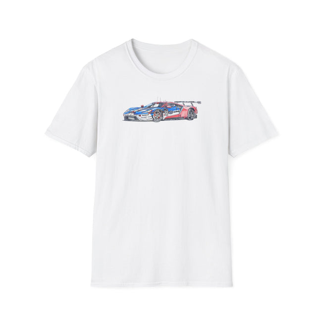 Sketch art T-Shirt - 24H of Le Mans (2019) Ford GT #68 Sebastien Bourdais - Joey Hand - Dirk Muller - Unisex