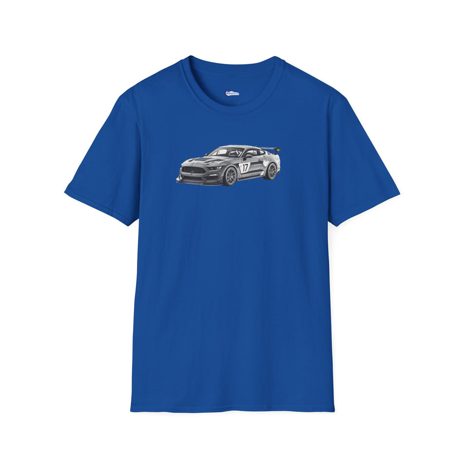 Ford Mustang GT4 Sketch Art T-Shirt with 2019 Spec Race Car Kit - American Muscle