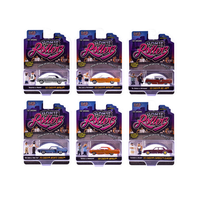 "Homie Rollerz" 2025 Series 1 Set of 6 Pieces Diecast Model Cars by Greenlight and DGA