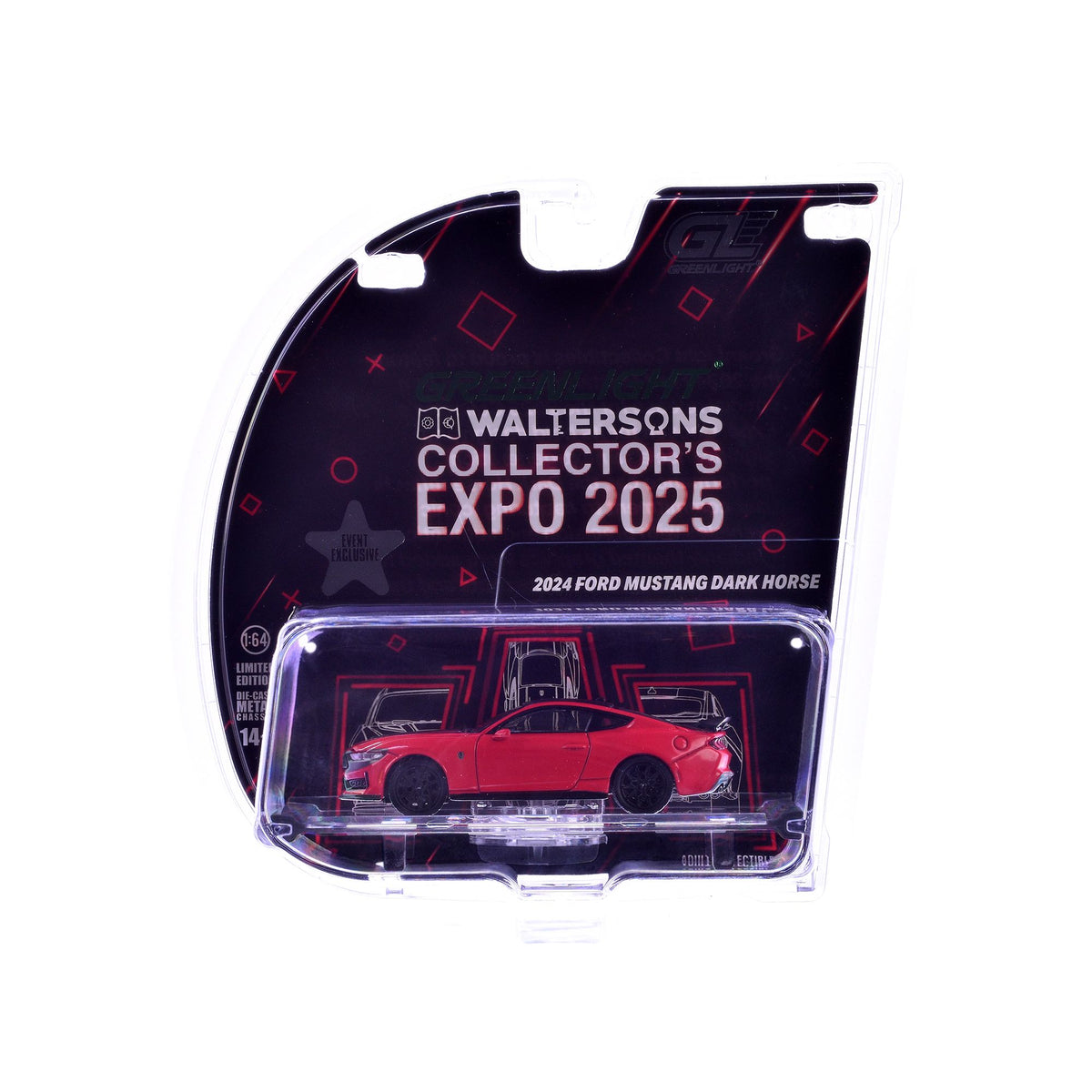 2024 Ford Mustang Dark Horse "Indiana" Red with Black Hood and Top "2025 Greenlight Waltersons Collector's Expo Exclusive" 1/64 Diecast Model Car by Greenlight
