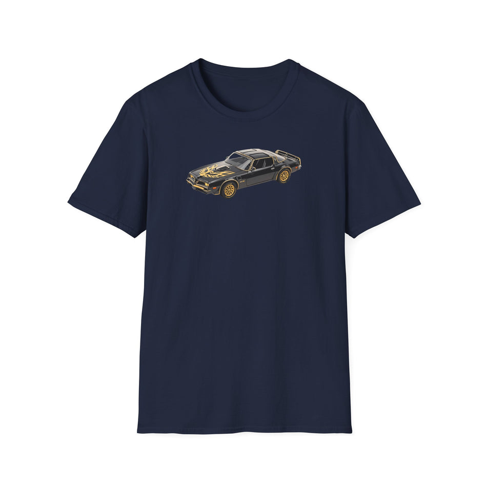 1977 Pontiac Firebird T/A Trans Am Starlite Black with Golden Eagle Hood - Inspired T-Shirt - American Muscle