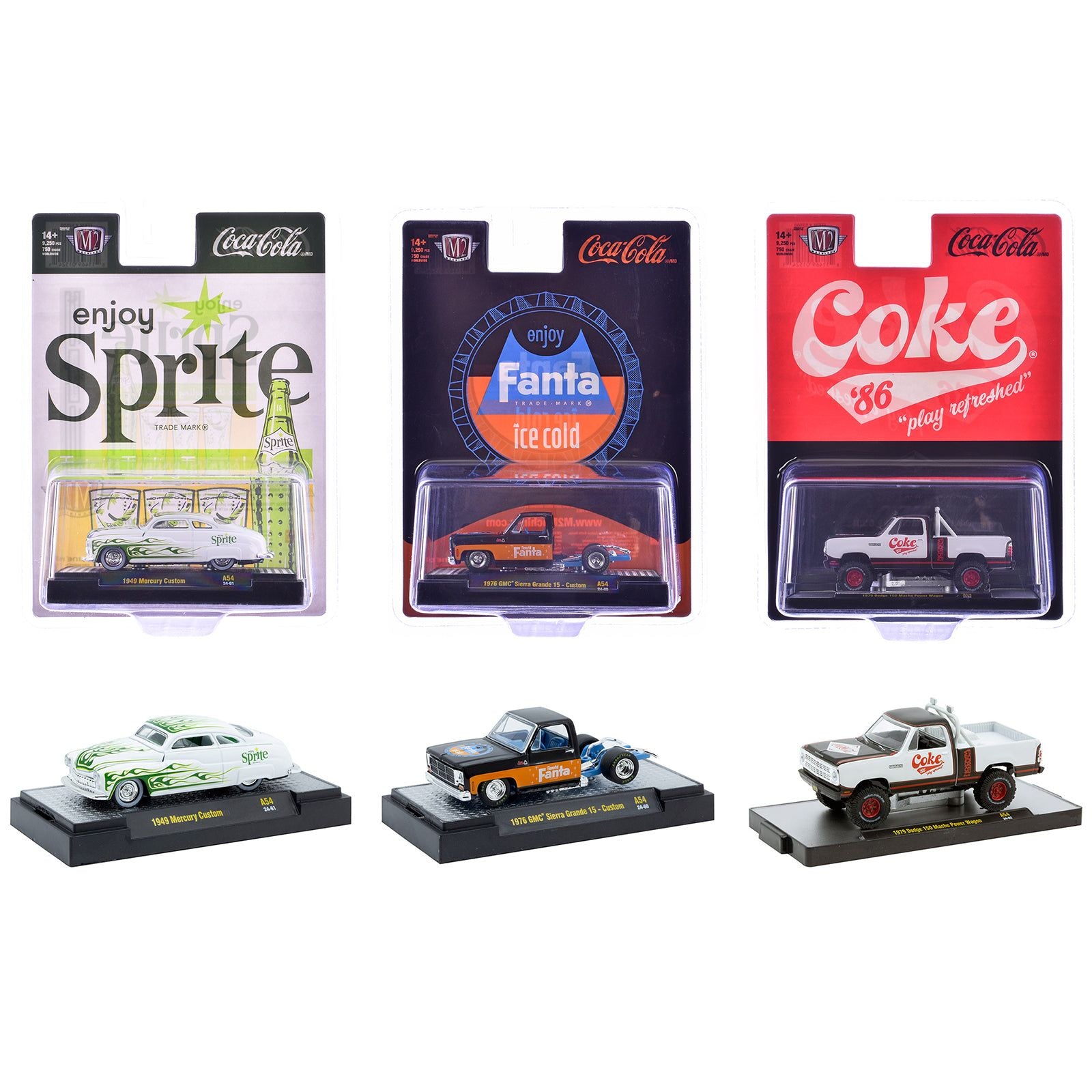 "Sodas" Set of 3 pieces Release 54 Limited Edition to 10000 pieces Worldwide 1/64 Diecast Model Cars by M2 Machines