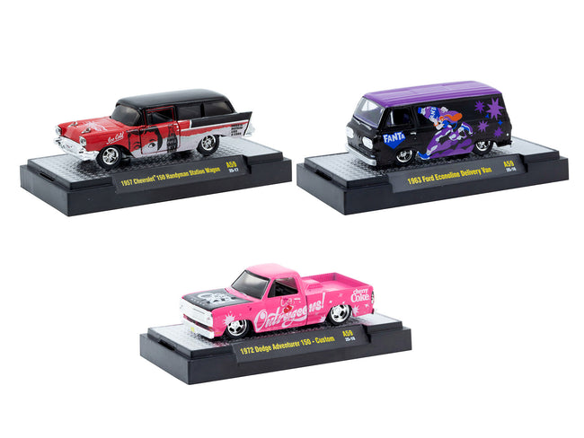 "Sodas" Set of 3 pieces Release 59 Limited Edition to 9600 pieces Worldwide 1/64 Diecast Model Cars by M2 Machines