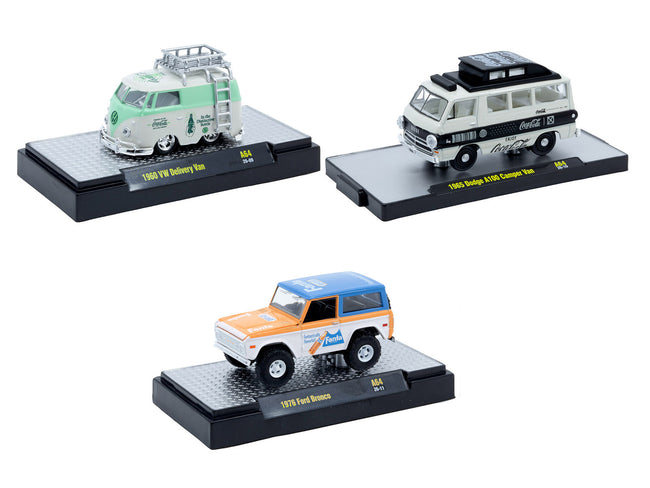 "Sodas" Set of 3 pieces Release 64 Limited Edition to 5400 pieces Worldwide 1/64 Diecast Model Cars by M2 Machines