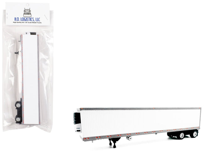 53' Spread Axle Refrigerated Trailer White 1/87 (HO) Plastic Model Car by HO Logistics-HO Logistics Replicas-ModelCars.com