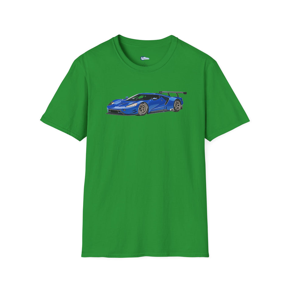 Modern Vector Art Style Blue Ford GT Le Mans Race Car T-Shirt