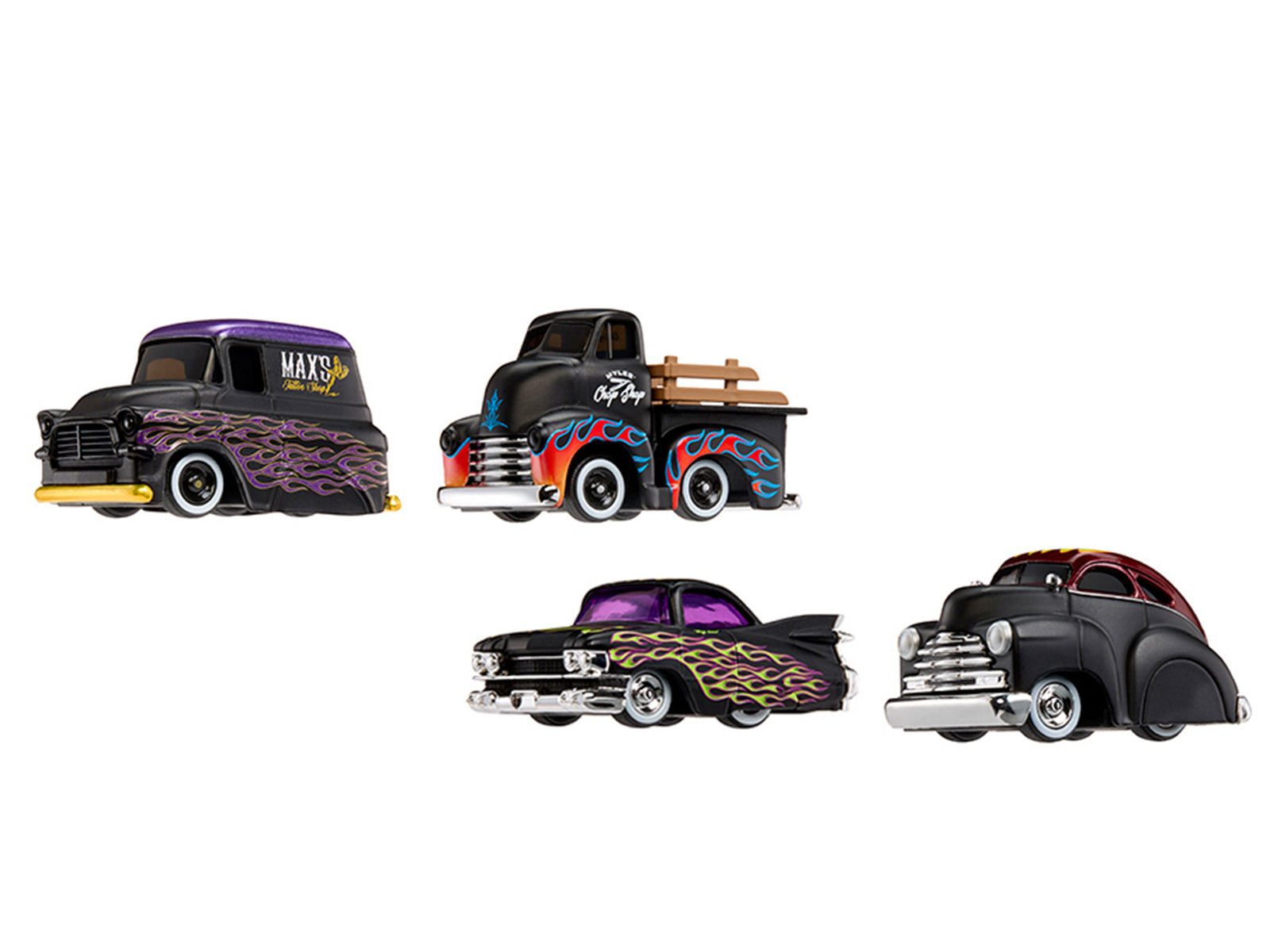 Hot Wheels diecast cars with flame details