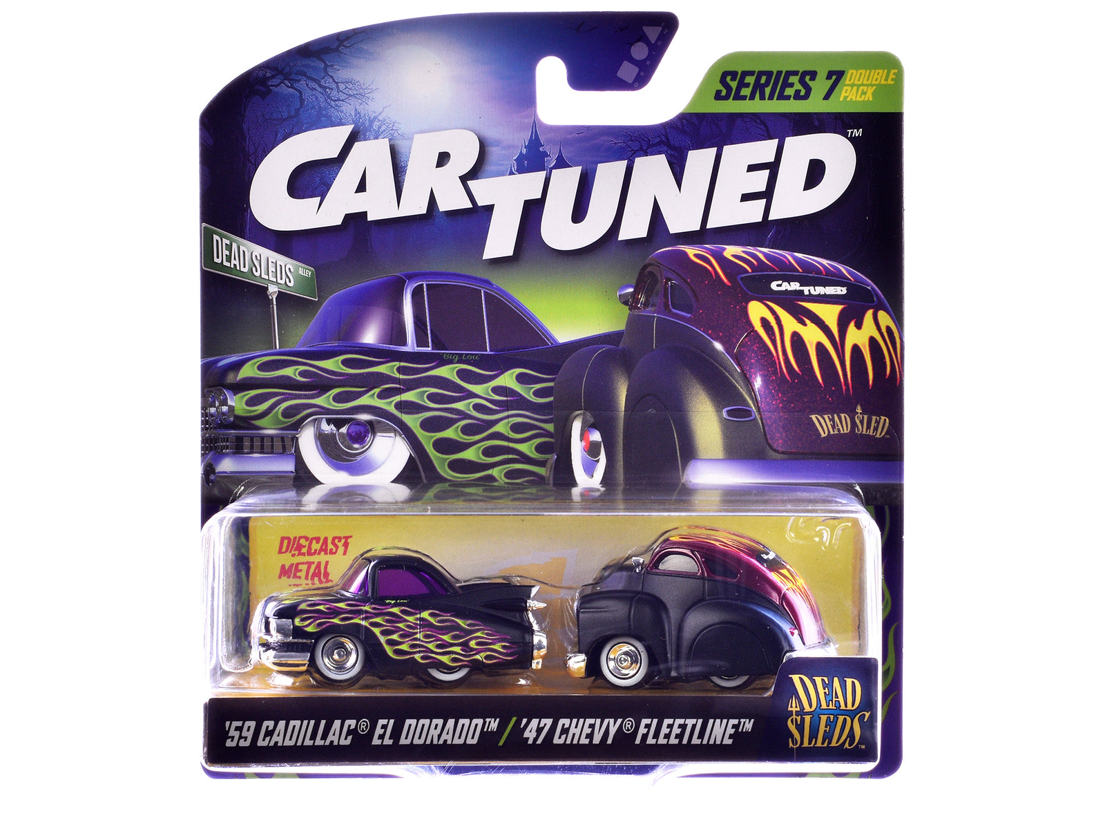 Cartuned Series 7 '59 Cadillac & '47 Chevy Diecast Sleds in Box 1
