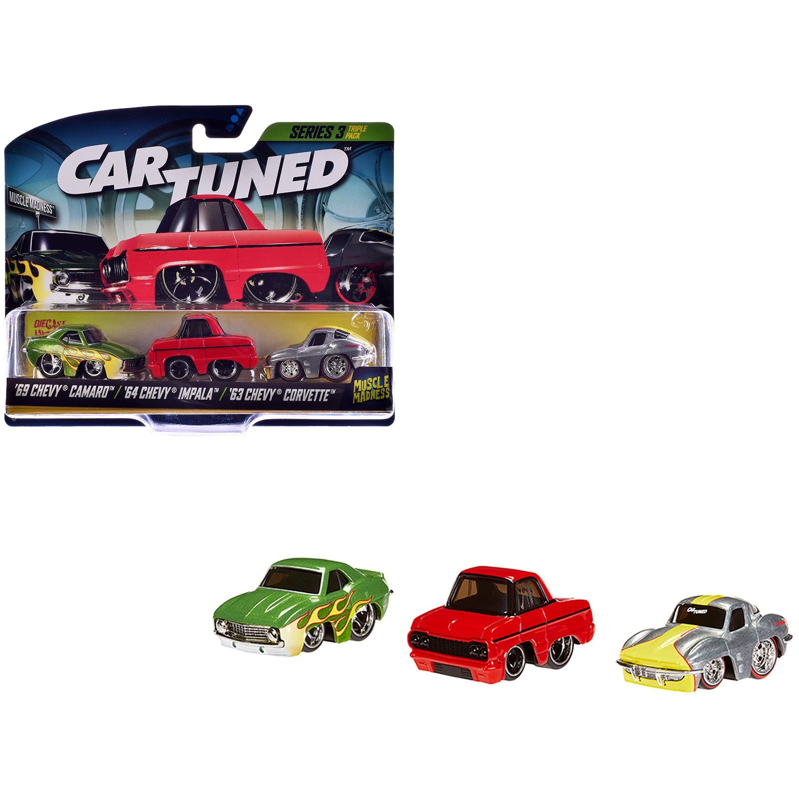 "Lowriders" Series 3 Chevrolet Triple Pack Set of 3 Cars Diecast Model Cars by CarTuned