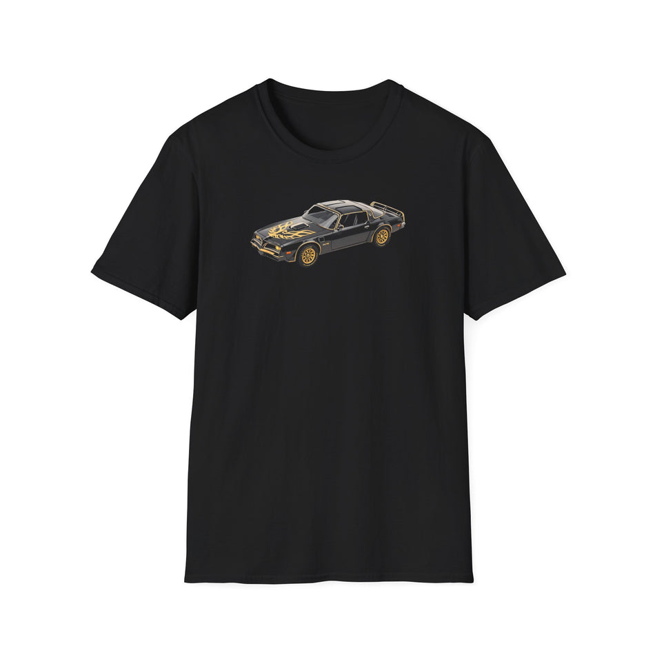 1977 Pontiac Firebird T/A Trans Am Starlite Black with Golden Eagle Hood - Inspired T-Shirt - American Muscle