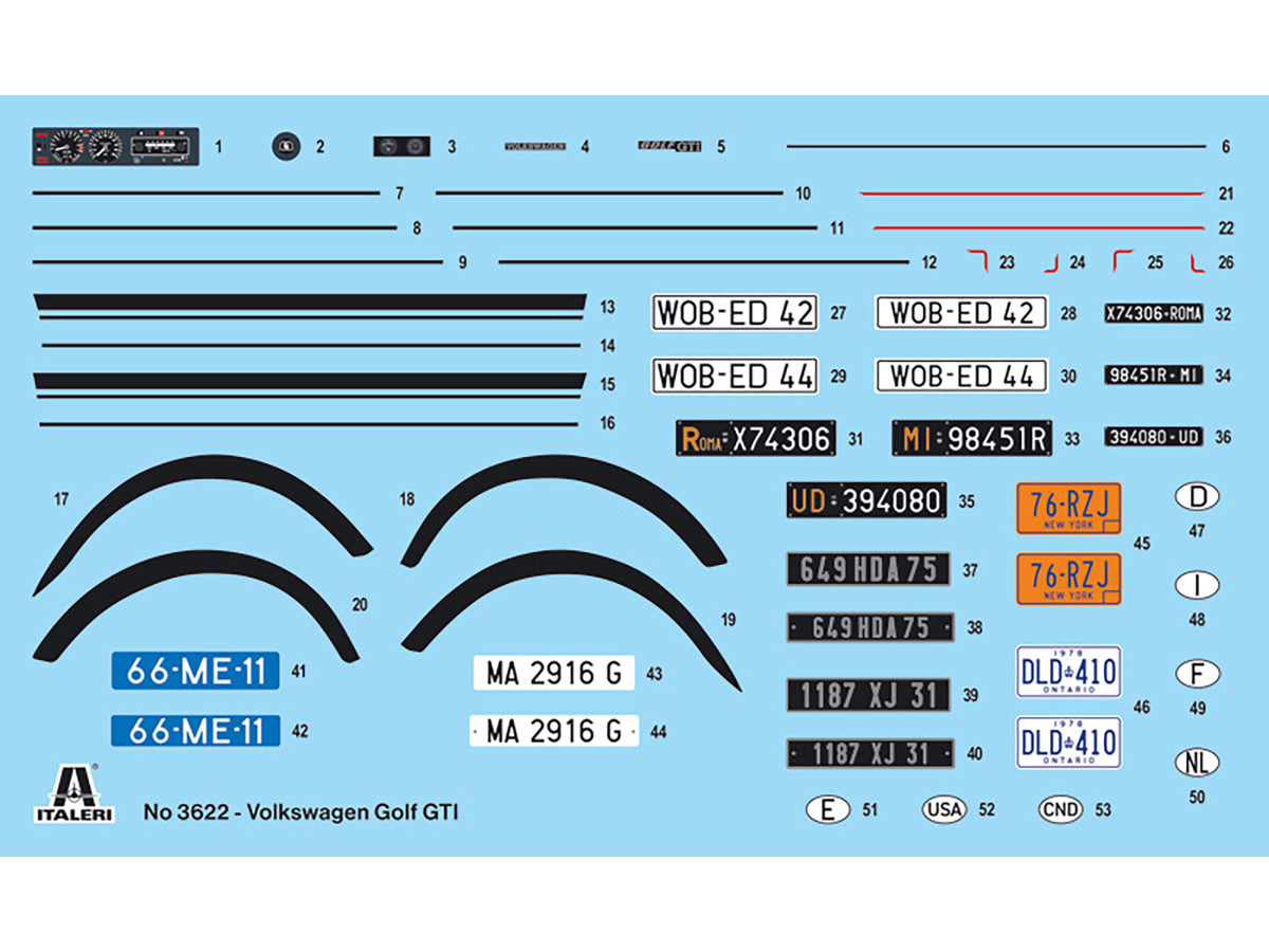 Skill 3 Model Kit 1976-78 Volkswagen Golf GTI First Series 1/24 Scale Model by Italeri
