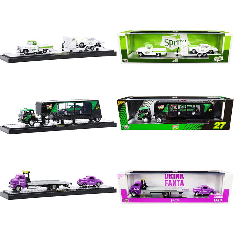 Auto Haulers "3 Sodas" Set of 3 pieces Release 13 1/64 Diecast Models by M2 Machines