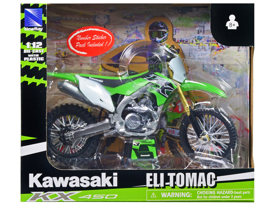 Kawasaki KX 450 #1 Eli Tomac Green 1/12 Diecast Motorcycle Model by New Ray