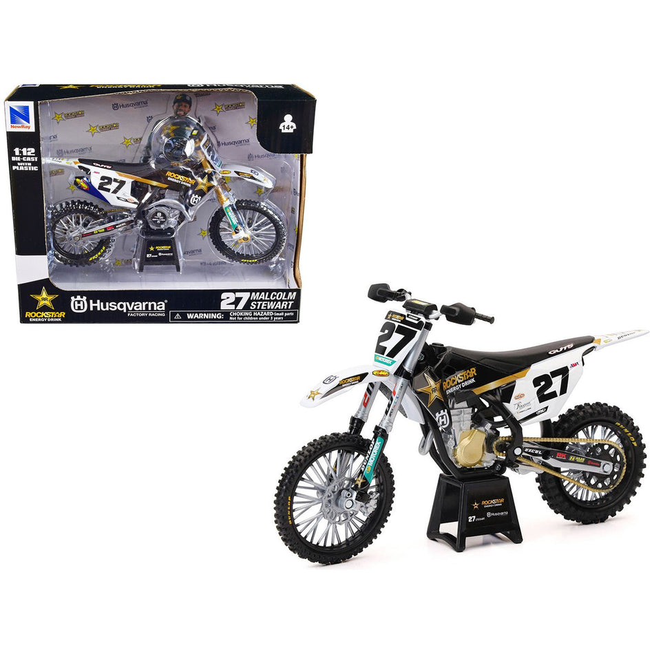 Husqvarna FC450 Motorcycle #27 Malcolm Stewart "Rockstar Energy Drink" 1/12 Diecast Model by New Ray