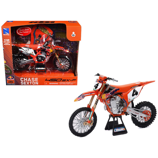 KTM 450 SX-F Motorcycle #4 Chase Sexton "Red Bull KTM Factory Racing" 1/12 Diecast Model by New Ray