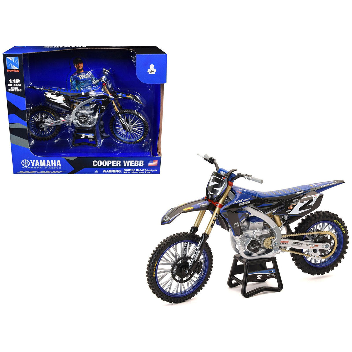 Yamaha YZ450F Motorcycle #2 Cooper Webb "Yamaha Factory Racing" 1/12 Diecast Model by New Ray