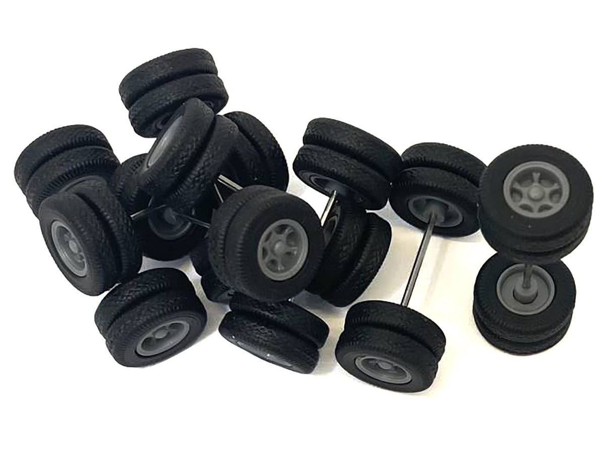 6-Spoke Rear Wheelset Set of 8 pieces 1/87 (HO) Plastic Model by Promotex-Promotex-ModelCars.com