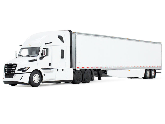 Freightliner Fifth Generation Cascadia Raised Roof Sleeper & 53' Utility Trailer with Skirts White 1/64 Diecast Model by DCP/First Gear