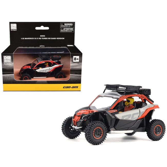 Can-Am Maverick X3 X RS Turbo RR Sand Version Chalk Gray and Magma Red with Driver Figure 1/32 Diecast Model by BRP Models