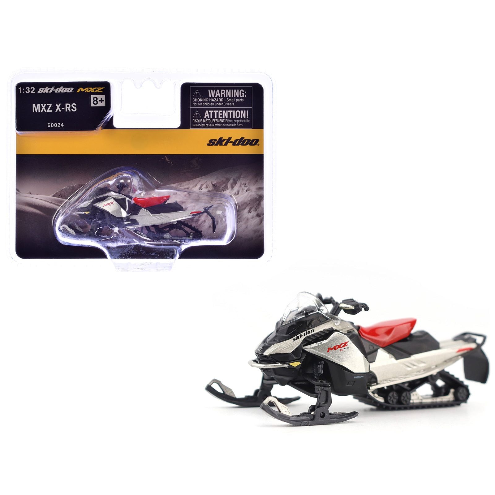 Ski-Doo MXZ X-RS Snowmobile Spartan Red and Gray Metallic 1/32 Diecast Model by BRP Models
