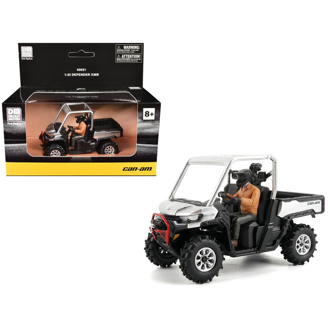 Can-Am Defender XMR Silver Metallic and Black with Driver Figure 1/32 Diecast Model by BRP Models