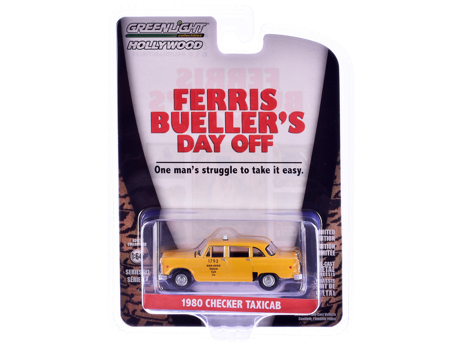 1980 Checker Taxicab "Yellow Cab Co. #1793" Yellow "Ferris Bueller's Day Off" (1986) Movie "Hollywood Series" Release 42 1/64 Diecast Model Car by Greenlight