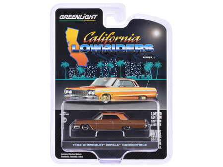 1963 Chevrolet Impala SS Convertible (Top Up) Bronze Metallic "California Lowriders" Series 6 1/64 Diecast Model Car by Greenlight