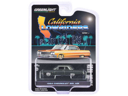 1964 Chevrolet Bel Air Dark Gray Metallic and Silver Metallic "California Lowriders" Series 6 1/64 Diecast Model Car by Greenlight