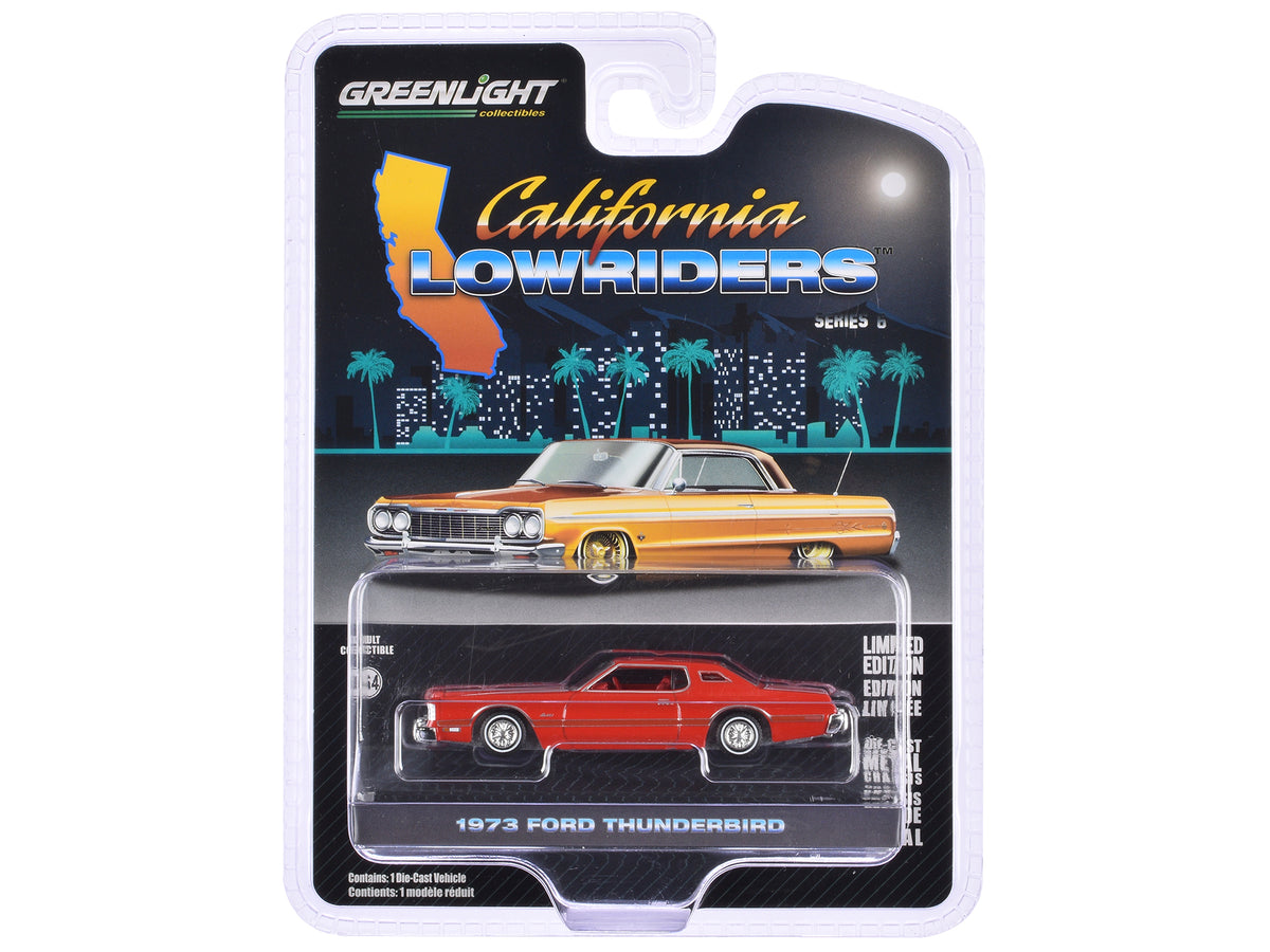 1973 Ford Thunderbird Red Custom with Graphics "California Lowriders" Series 6 1/64 Diecast Model Car by Greenlight