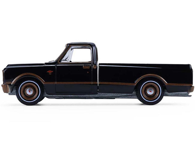 1972 Chevrolet C10 Pickup Truck Lowrider Black with Bronze Stripes "California Lowriders" Series 7 1/64 Diecast Model Car by Greenlight