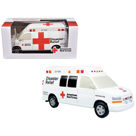 Ambulance "American Red Cross: Disaster Relief Unit" White with Graphics 1/64 Diecast Model by Iconic Replicas