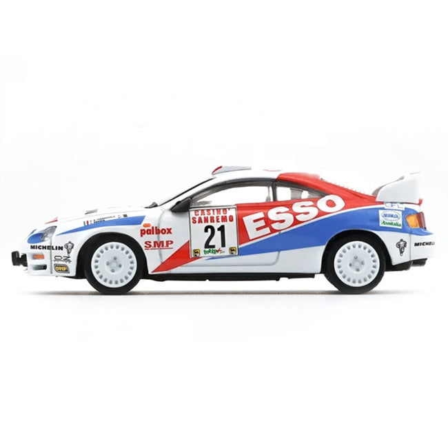 Toyota Celica GT-Four #21 Gilberto Pianezzola - Loris Roggia "Rallye Sanremo - Rallye d'Italia" (1996) with Extra Wheels 1/64 Diecast Model Car by BM Creations