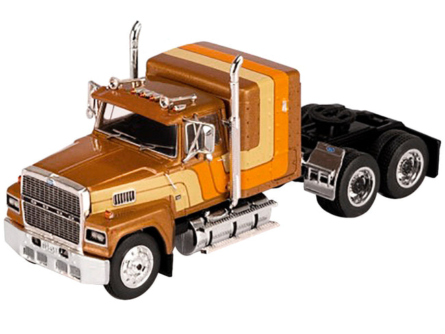 1978 Ford LTL 9000 Truck Tractor Brown with Stripes 1/64 Diecast Model by IXO Models