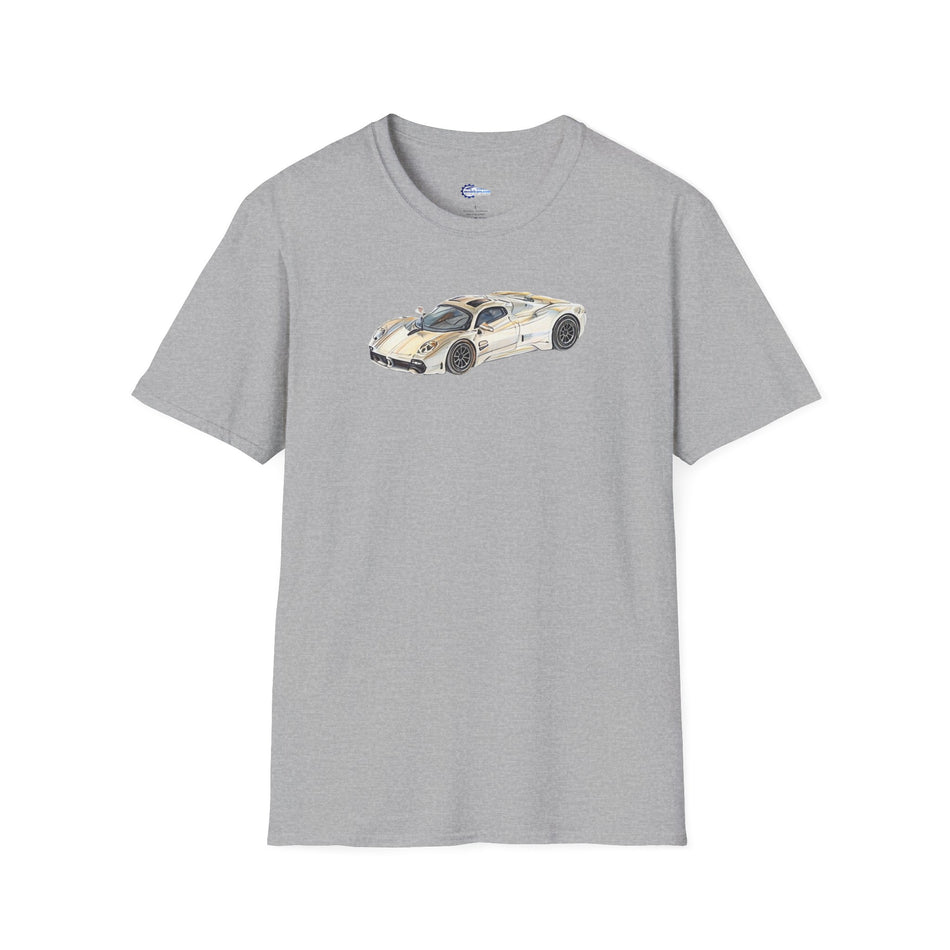 Vintage Sketch Art Pagani Utopia Inspired T-Shirt, Supercar Car Tee, Classic