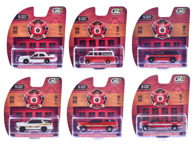"Fire & Rescue" Series #5 Set of 6 Cars 1/64 Diecast Model Cars by Greenlight