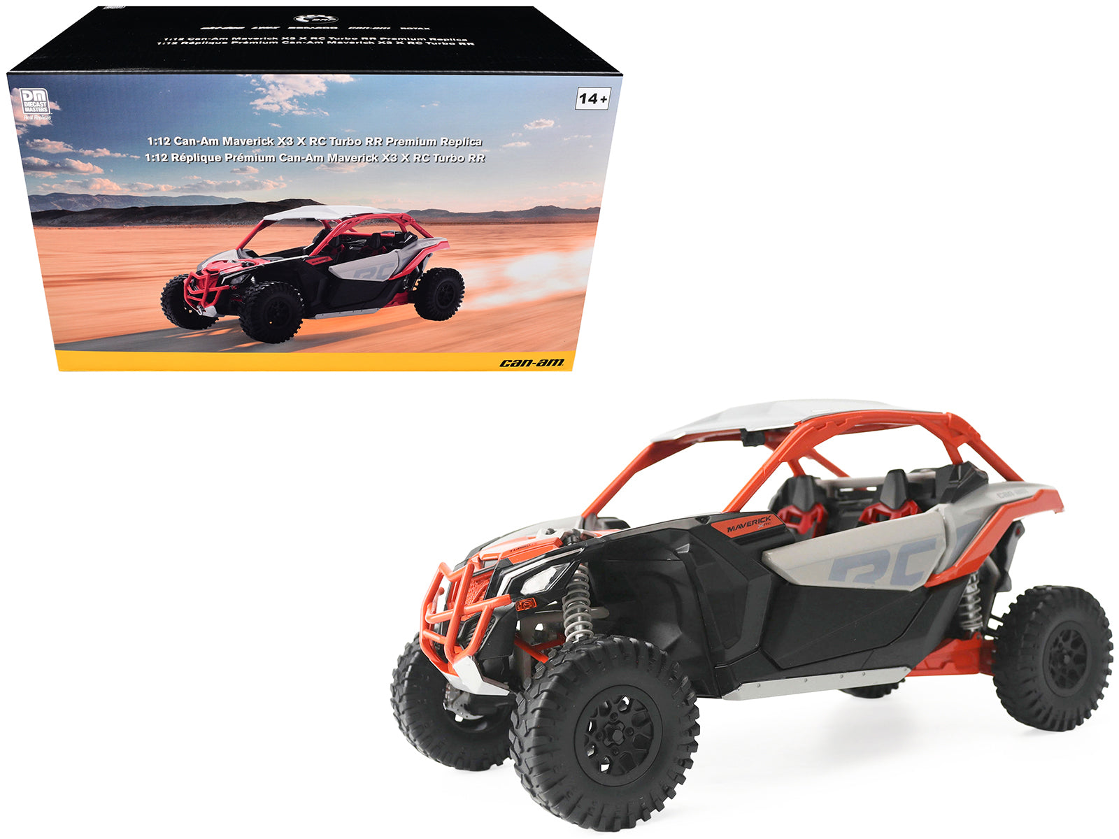 Can-Am Maverick X3 X RC Turbo RR Chalk Gray and Orange 1/12 Diecast Model by BRP Models