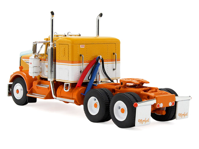 Kenworth W900A with 36" Sleeper and 40' Vintage Trailer with Reefer "Monfort of Colorado" Orange and White "Fallen Flag #50" 1/64 Diecast Model by DCP/First Gear