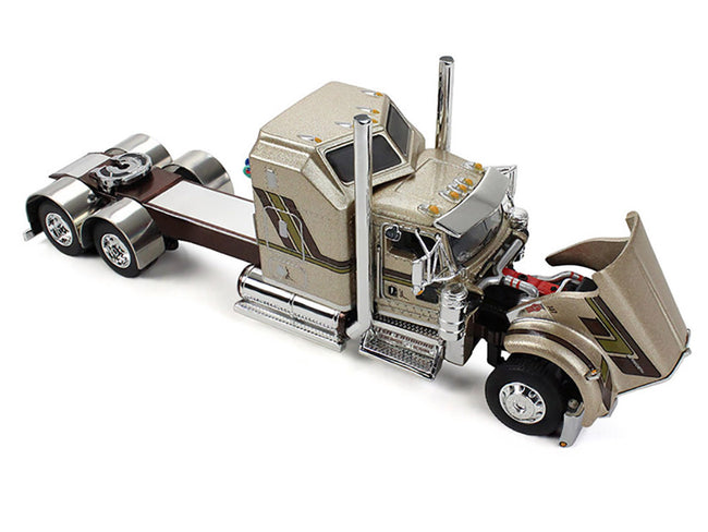 Kenworth W900L with 60" Aerodyne Sleeper and 40' Vintage Trailer "Red's Favorites - Jason Sanders" Beige with Stripes 1/64 Diecast Model by DCP/First Gear