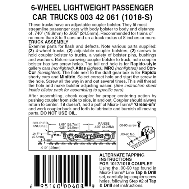 6W PASS TRK W/ CPLR 1018S - Micro - Trains - ModelCars.com