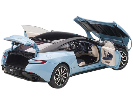 Aston Martin DB11 Q Frosted Glas Blue with Black Top 1/18 Model Car by Autoart - view 2