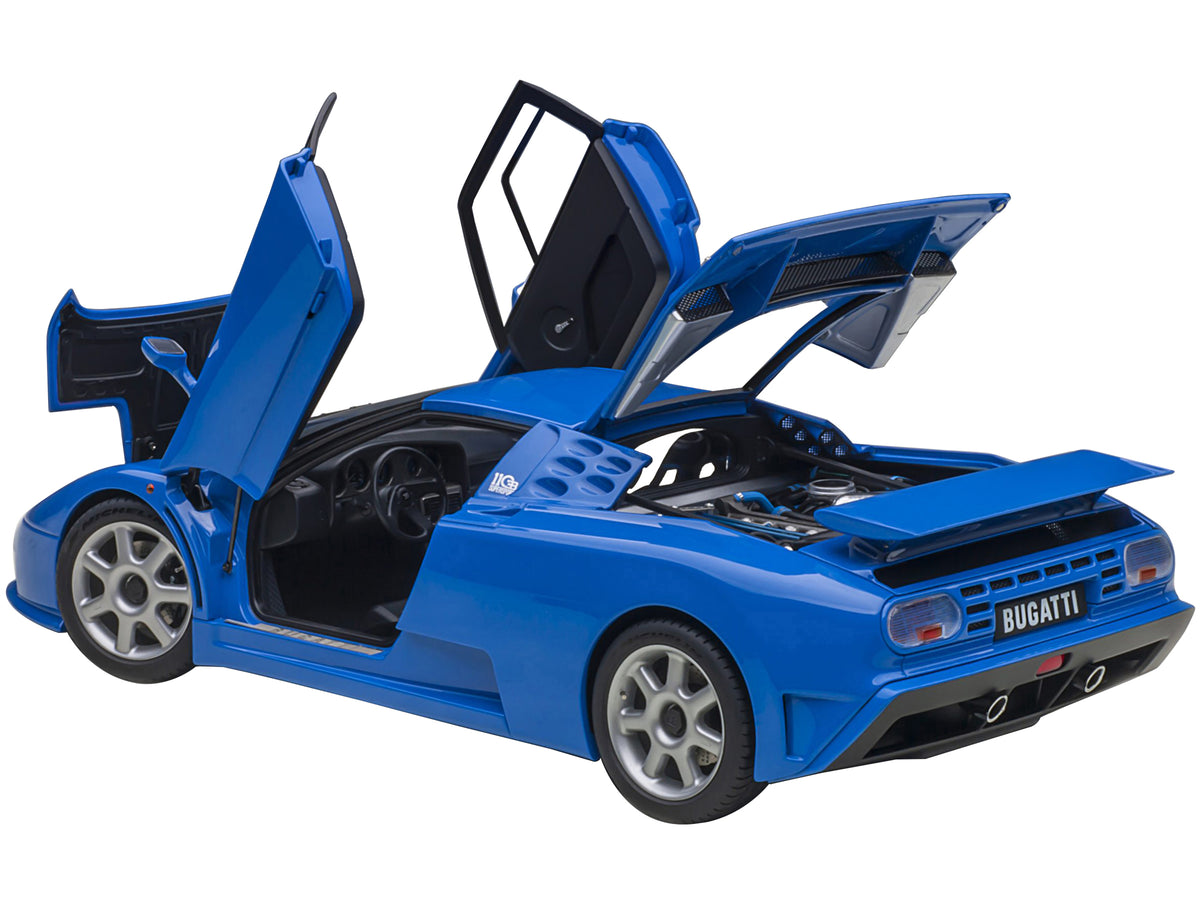 Bugatti EB110 SS Super Sport French Racing Blue with Silver Wheels 1/18 Model Car by Autoart - view 2