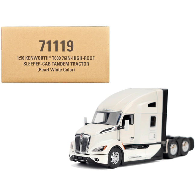 Kenworth T680 Truck Tractor Pearl White "Transport Series" 1/50 Diecast Model by Diecast Masters