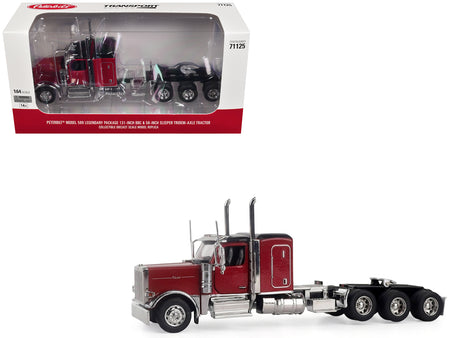 Peterbilt 589 Tridem-Axle Legendary Package Truck Tractor with 58" Sleeper Legendary Red "Transport Series" 1/64 Diecast Model by Diecast Masters