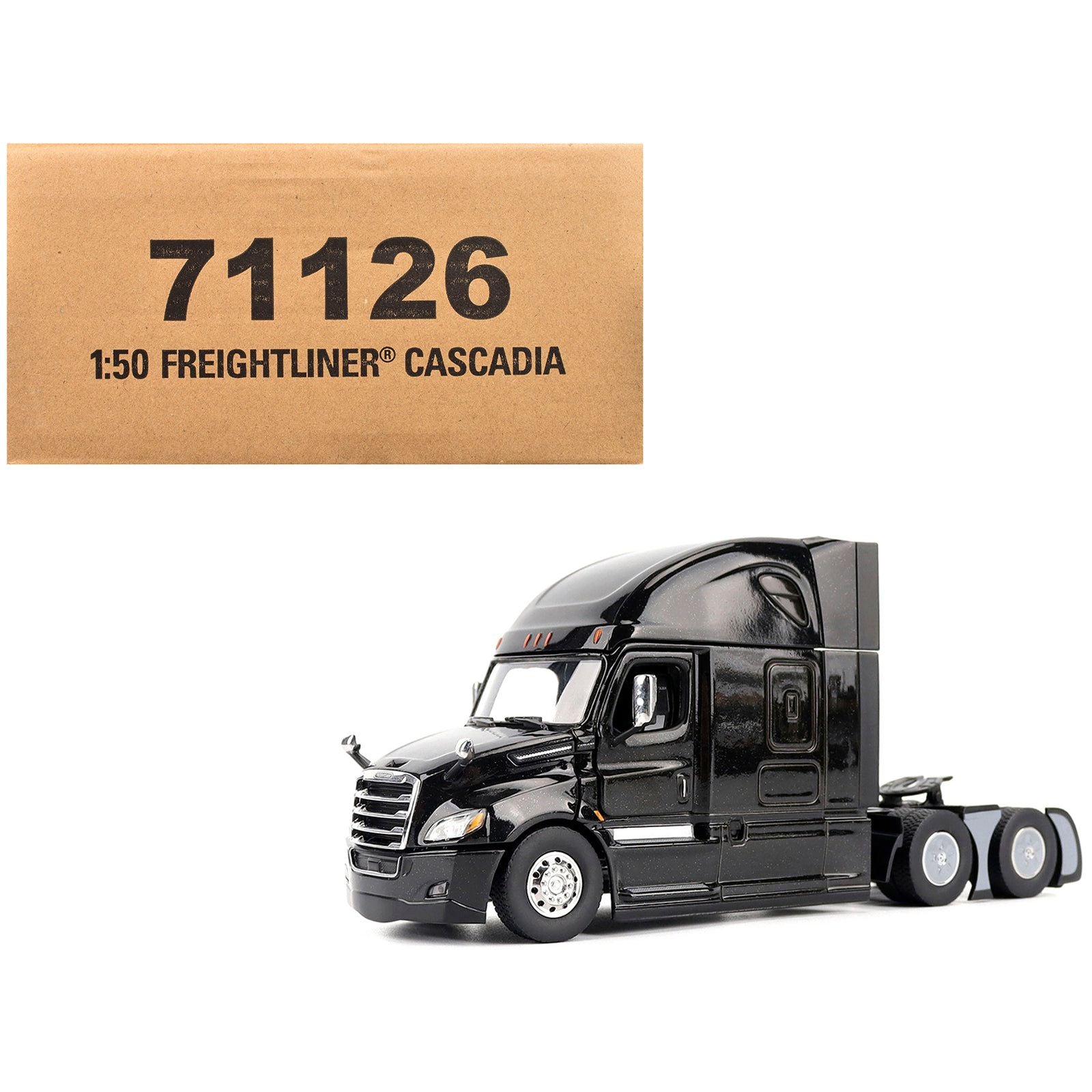 Freightliner New Cascadia Sleeper Cab Truck Tractor Black "Transport Series" 1/50 Diecast Model by Diecast Masters