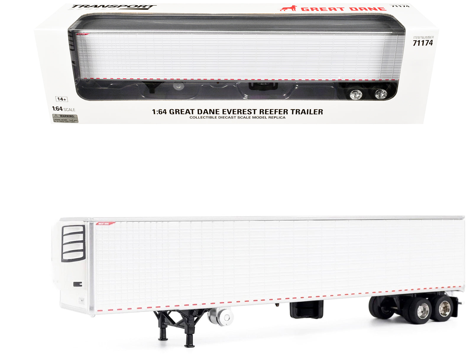 Great Dane Everest 53ft Refridgerated Trailer White "Transport Series" 1/64 Diecast Model by Diecast Masters