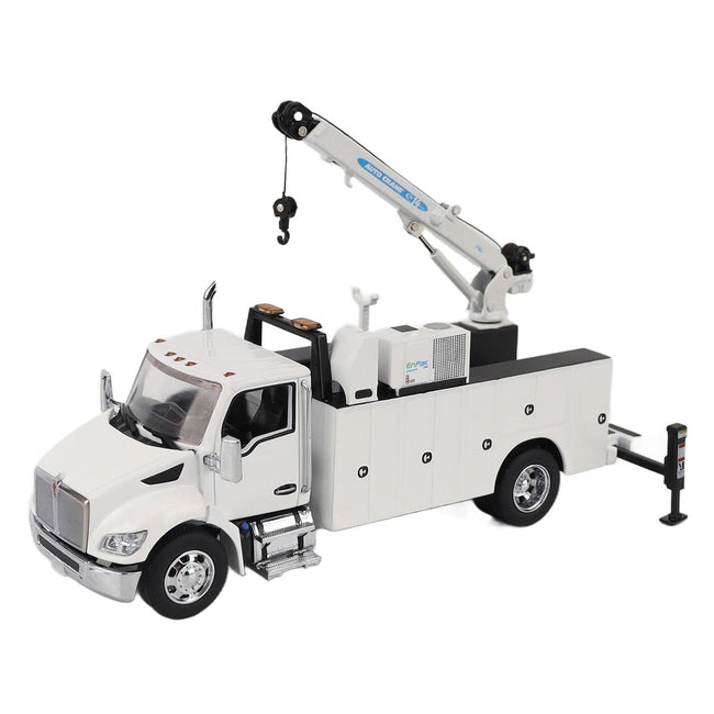 Kenworth T380 Auto-Crane Titan 85-Body HC14-Crane Work Truck with Miller EnPak White "Transport Series" 1/50 Diecast Model by Diecast Masters