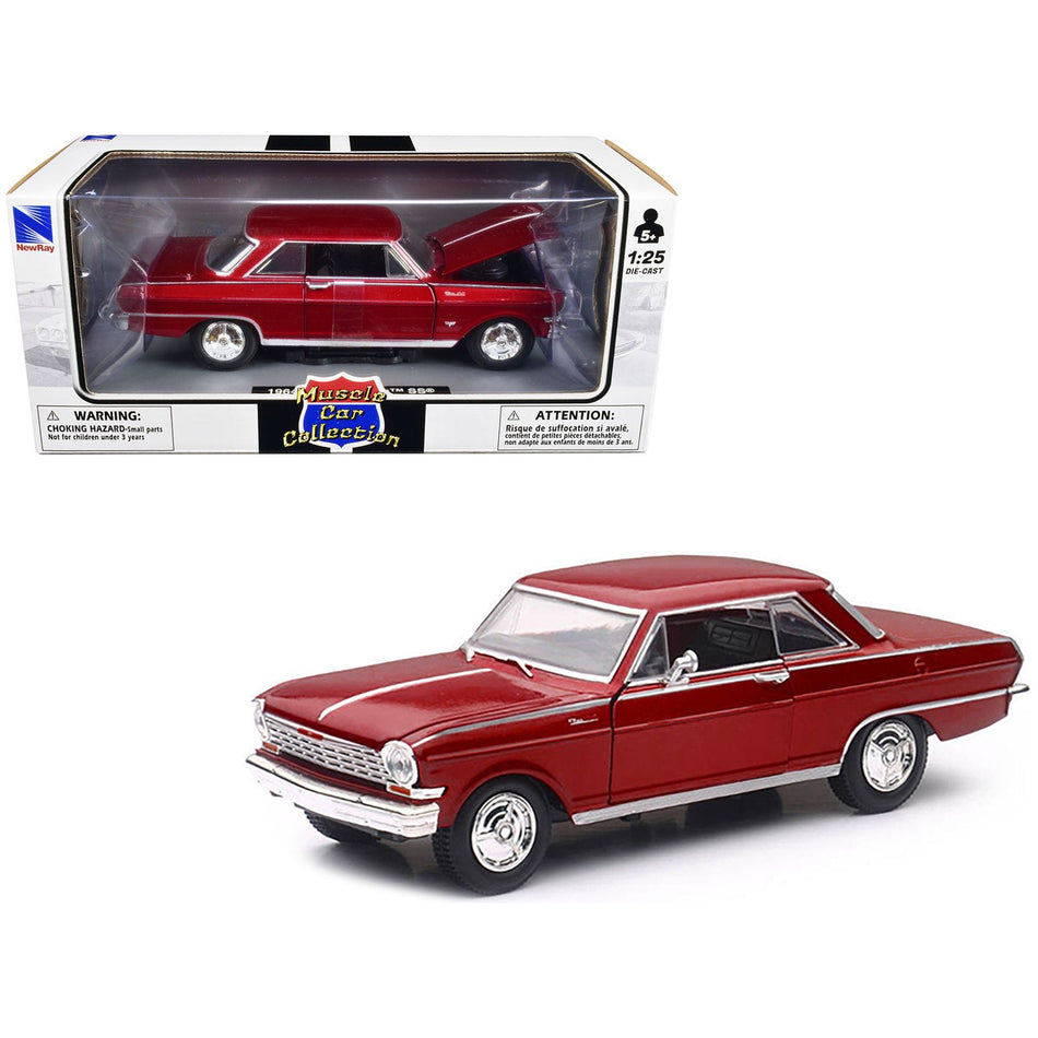 1964 Chevrolet Nova SS Burgundy "Muscle Car Collection" 1/25 Diecast Model Car by New Ray