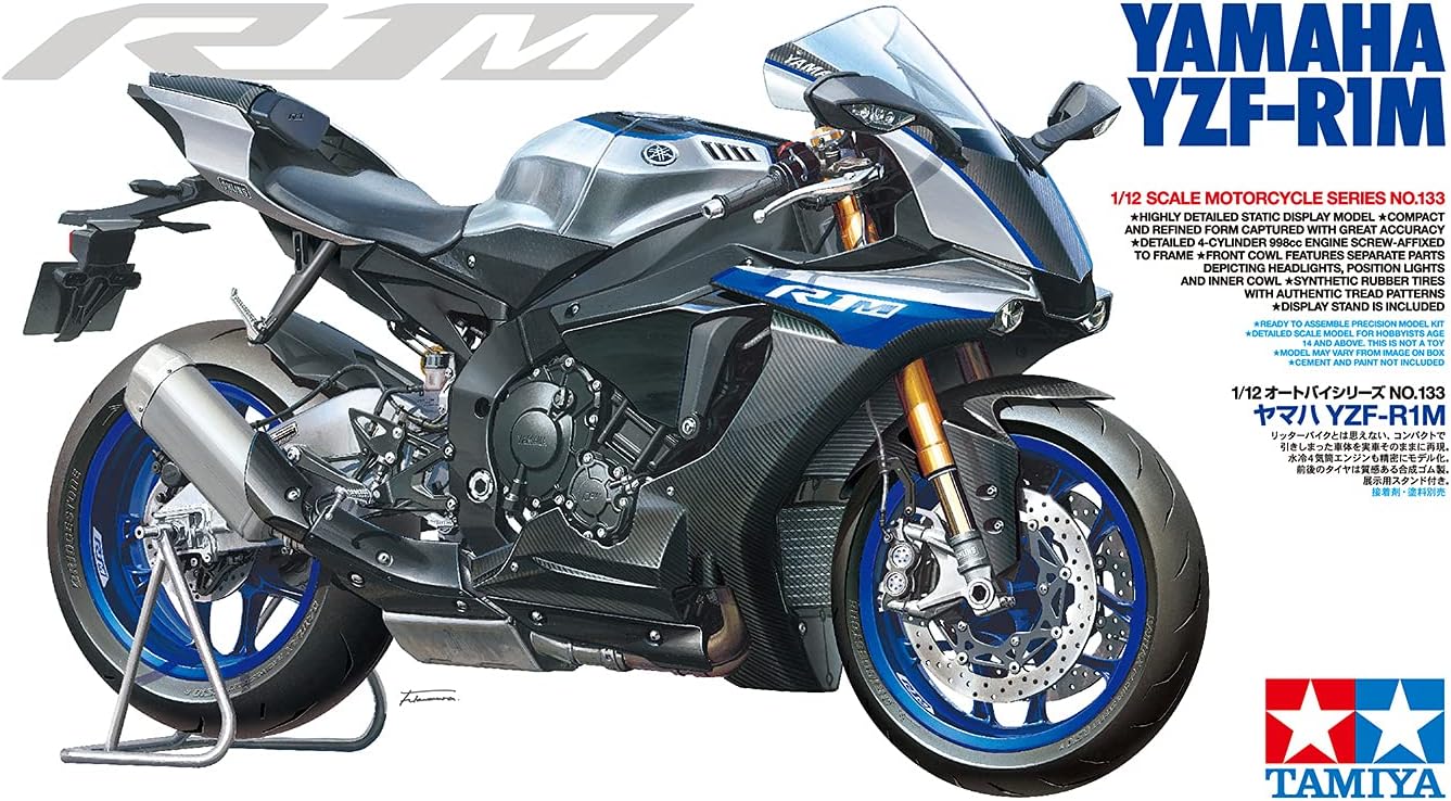 Tamiya 14133 1/12 Yamaha YZF-R1M Motorcycle Plastic Model Kit